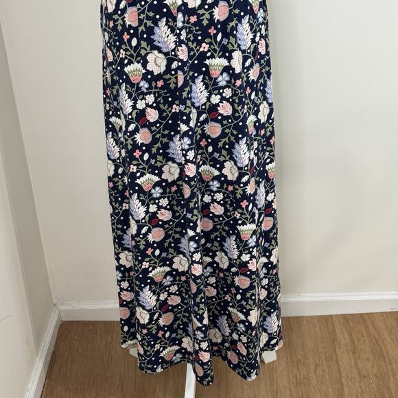 NWT Talbots Keyhole Floral Maxi Dress Size S Navy Multicolo Stretch - Picture 5 of 14